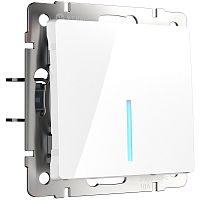 Переключатель с подсветкой без рамки Werkel 1-кл. проходной белый глянцевый картинка